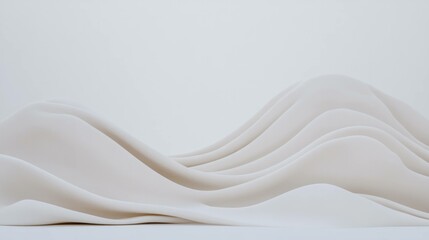 Abstract white waves resembling fluid shapes, creating a minimalist aesthetic with soft contours and gentle movements, ideal for modern design projects