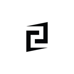 Number 2 square, modern geometric symbol simple logo vector