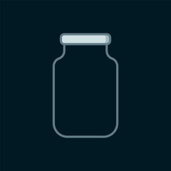 Line Glass jar with screw-cap icon isolated on black background. Flat filled outline style with shadow. Vector