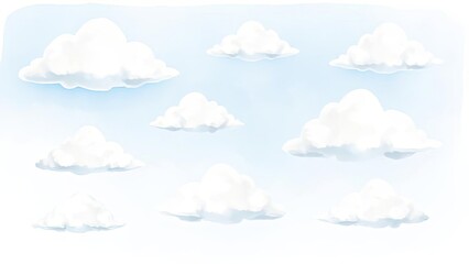 Cute Cartoon Clouds Sky Background Weather Nature Illustration