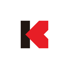 Letter K heart, square geometric symbol simple logo vector
