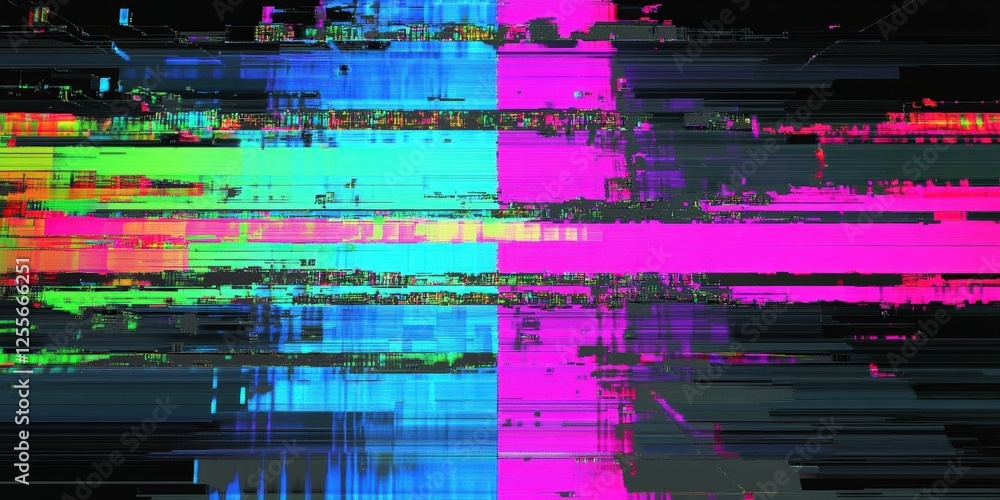 Poster glitch effect overlays, digital distortion textures,digital glitch transition with distorted effect