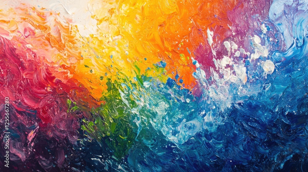 Poster vibrant paint splashing and swirling in water, blending together in vivid clouds of color and flowin