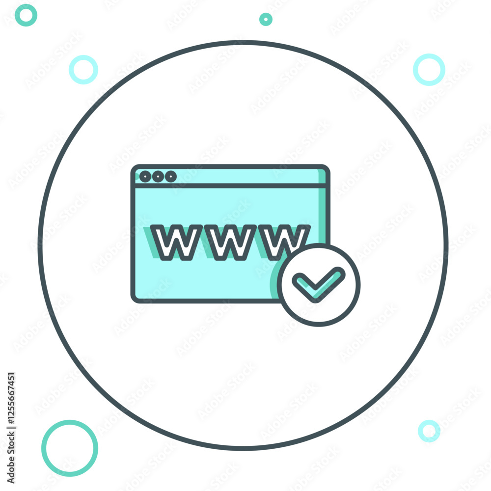 Poster line website template icon isolated on white background. internet communication protocol. colorful o