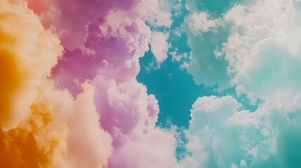 Colorful Sky with Vibrant Clouds in Shades of Blue and Pink
