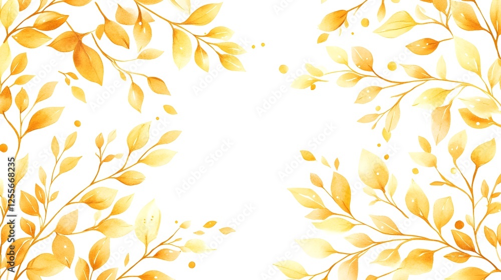 Poster flat lay image featuring a detailed gold leaf pattern and texture on a plain background