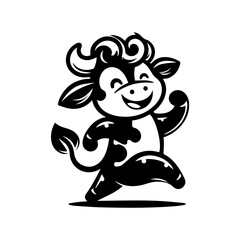 unique design dancing cow logo