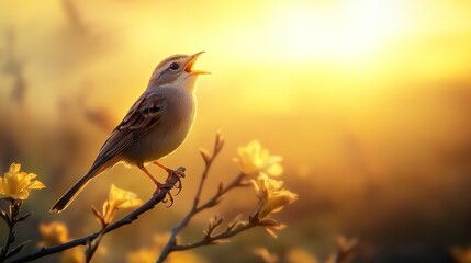 Bird Song on Golden Branch
