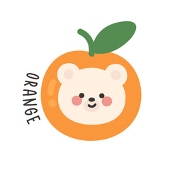 Korean Bear Head Sticker in Orange Costume