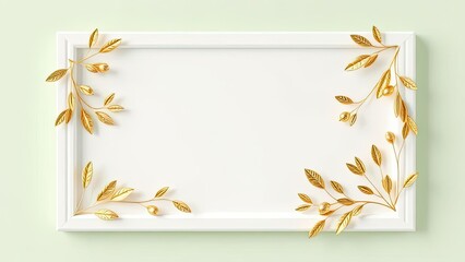 Fototapeta premium Elegant Gold Leaf Frame Luxury Decoration Invitation Background Design Mockup Template Border