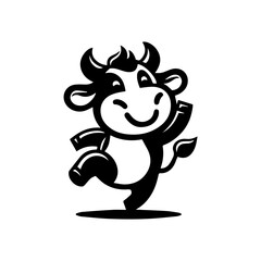 unique design dancing cow logo