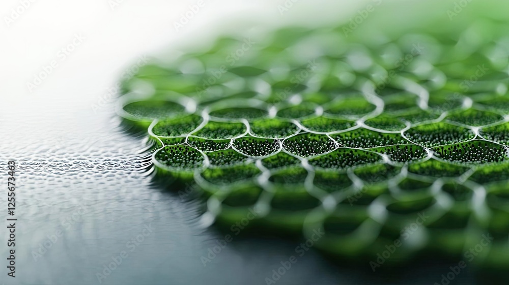 Aufkleber marine life microscopic idea. close-up of intricate green honeycomb texture on a leaf surface.