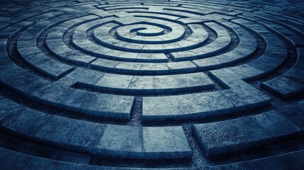 A labyrinth with a clear path leading to the center, representing leadership navigating complexity