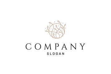 abstract plant logo in luxury line art design style