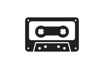 Obraz premium Vintage cassette icon vector silhouette isolated in white background