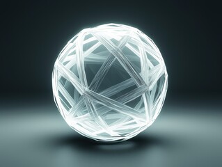 Ethereal Light Sphere with Intricate Geometric Patterns Illuminated on Dark Background