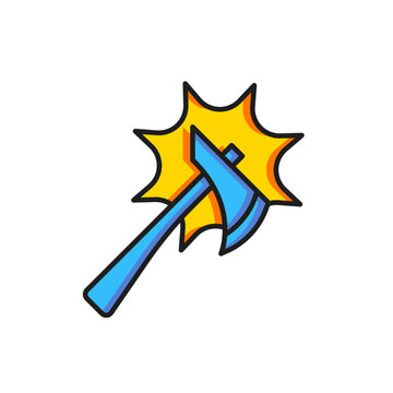 recommend clip art: Color Firefighter axe icon isolated on white background. Fire axe. Flat filled outline style with shadow. Vector