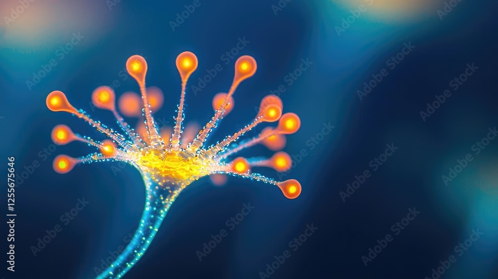 Aufkleber microscopic ocean life idea. a vibrant, colorful microscopic view of a unique plant structure with g
