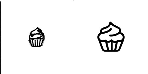 Line art icon of cupcake dessert for apps and websites