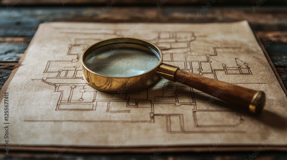 Poster a magnifying glass hovering over a flowchart, representing detailed analysis and process mapping