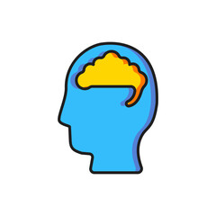Color Human brain icon isolated on white background. Flat filled outline style with shadow. Vector