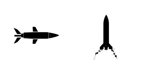 Flat modern icon for a guided missile or ballistic rocket suitable for apps and websites