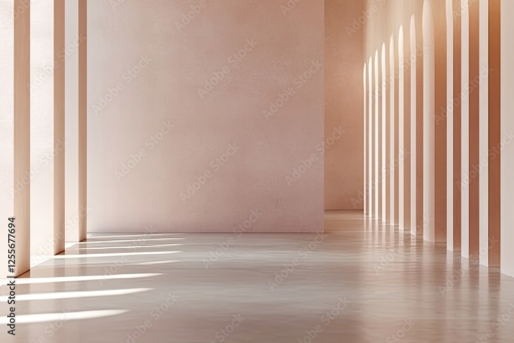 Aufkleber minimalist space with soft pink tones and long shadows creating