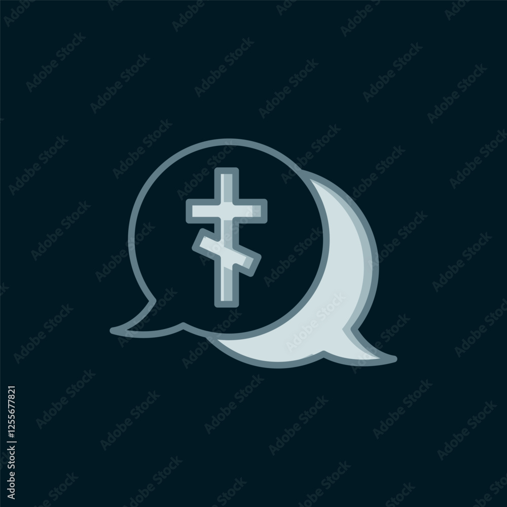 Poster line grave with cross icon isolated on black background. flat filled outline style with shadow. vect