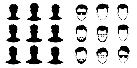 A modern design with avatars, profile symbols, and head silhouette imagery