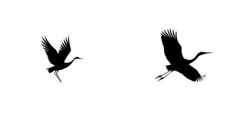 The icon features a black ink silhouette or shadow of a crane or heron in flight