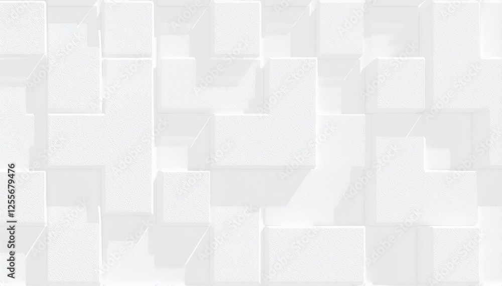 Poster abstract 3d white geometric pattern with shadowed raised blocks for wall art, texture design, or bac