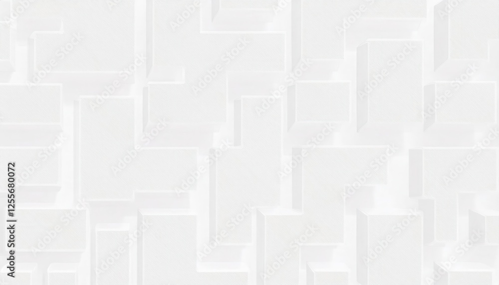 Poster abstract 3d white geometric pattern with shadowed raised blocks for wall art, texture design, or bac