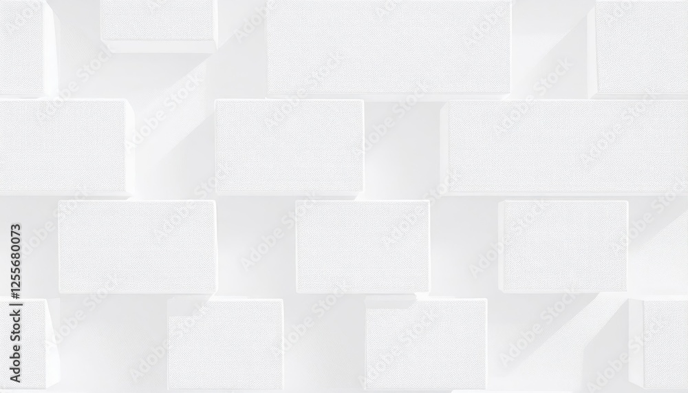 Poster abstract 3d white geometric pattern with shadowed raised blocks for wall art, texture design, or bac
