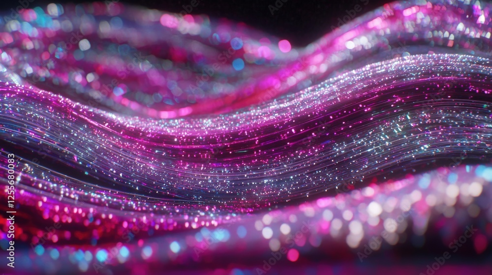 Poster dynamic waves of light abstract digital space motion graphics vibrant colors close-up view visual ar