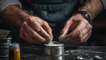 Applying thermal paste on mechanical parts with careful hands