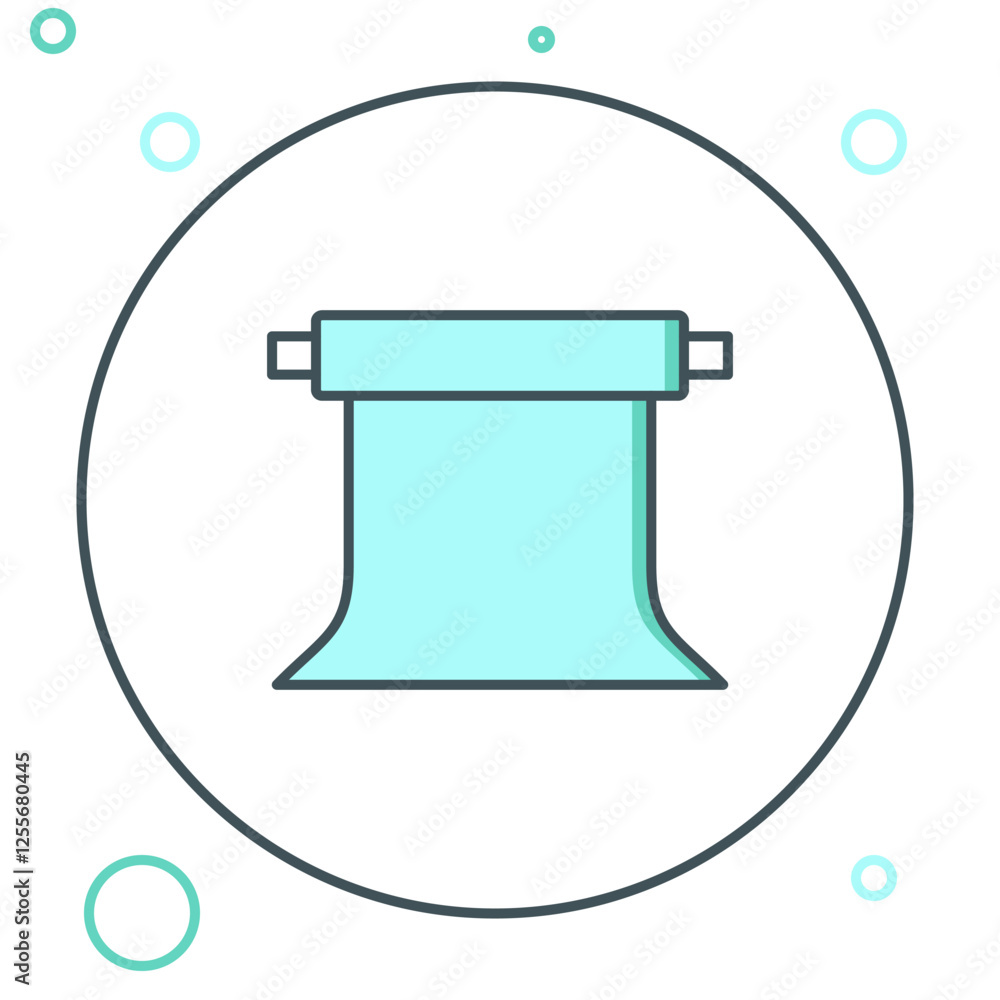 Poster line empty photo studio icon isolated on white background. screen backdrop. colorful outline concept