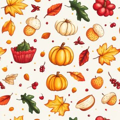 Autumn harvest festival decorations cozy home digital art seasonal vibes overhead view celebration