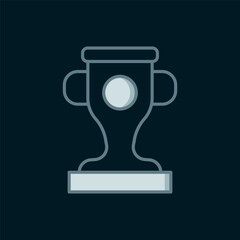 Line Award cup icon isolated on black background. Winner trophy symbol. Championship or competition trophy. Sports achievement sign. Flat filled outline style with shadow. Vector
