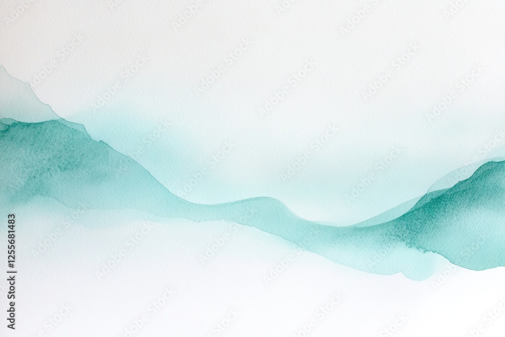 Poster soft flowing lines create serene atmosphere with calming teal hu