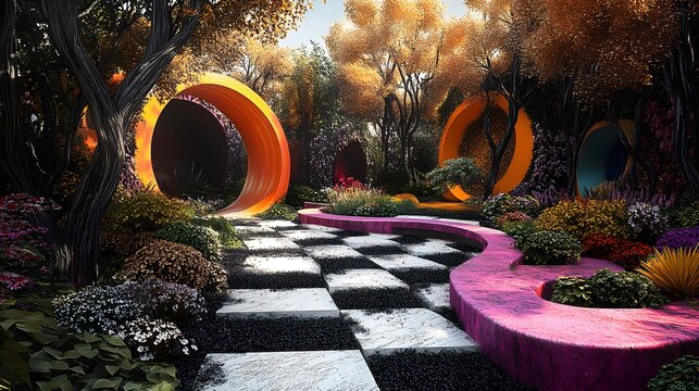 A alice in wonderland gardan background	