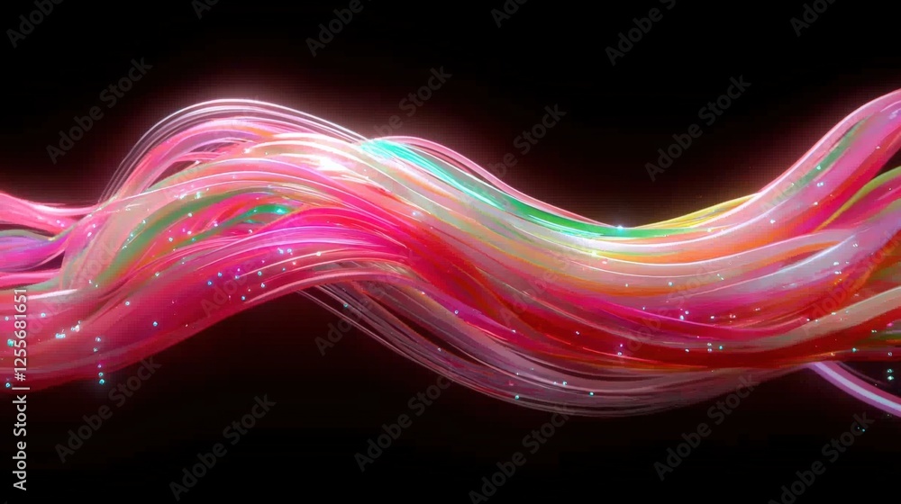 Poster dynamic flowing colors abstract art digital creation dark background vibrant aesthetics visual harmo