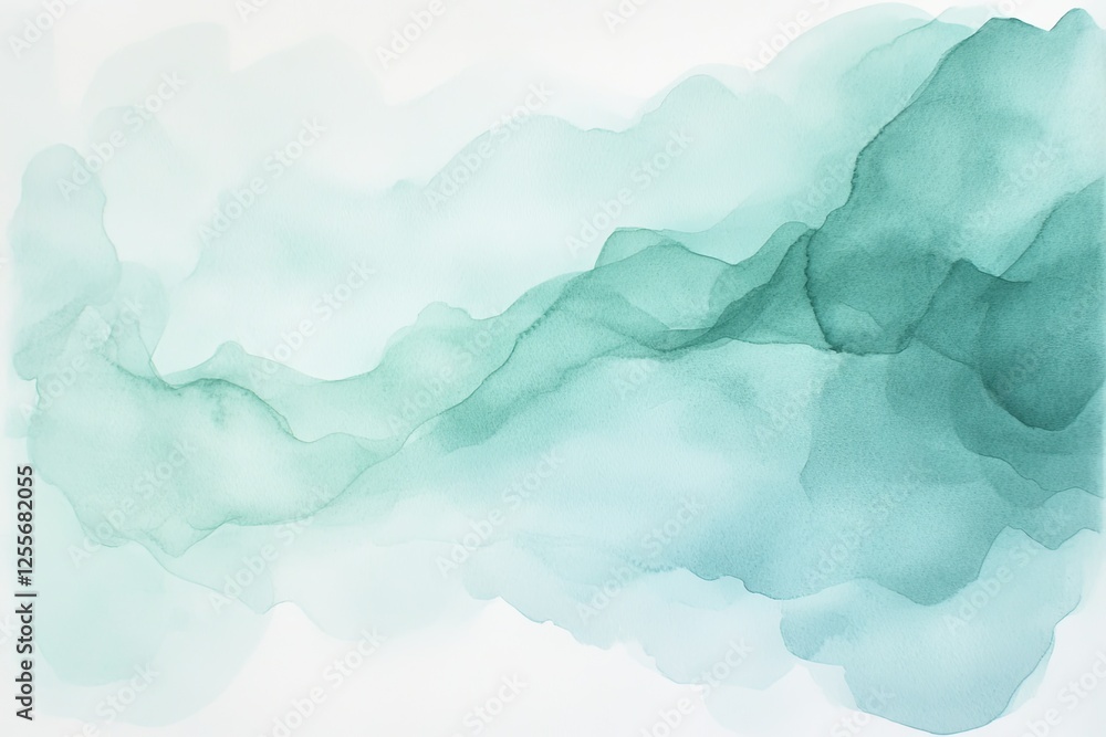 Poster soft flowing shapes create serene atmosphere with calming turquo