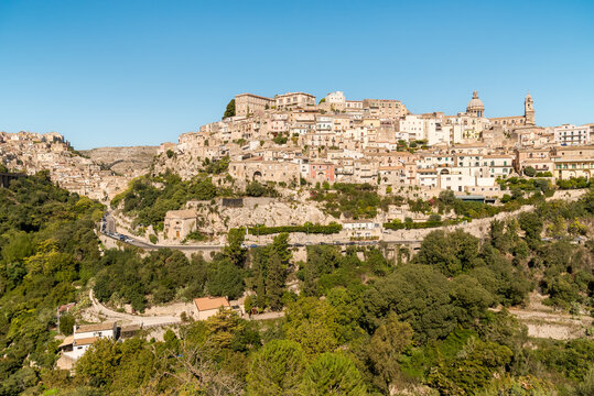 A panoramic view of the Ragusa Ibla, a historic city in Eastern Sicily, Italy