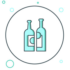 Line Bottles of wine icon isolated on white background. Colorful outline concept. Vector