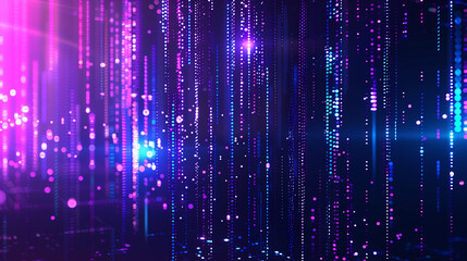 purple blue glowing neon lights digital data rain background futuristic cyber digital design
