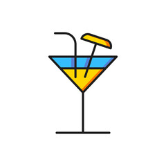 Color Cocktail icon isolated on white background. Flat filled outline style with shadow. Vector