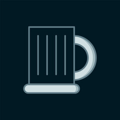 Line Wooden beer mug icon isolated on black background. Flat filled outline style with shadow. Vector