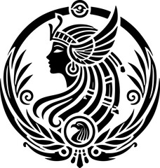 sketch vector illustration silhouette icon logo symbol mandala classic vintage ethnic symbol of beauty woman egyptian queen 