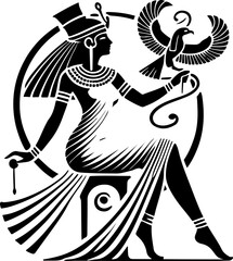 sketch vector illustration silhouette icon logo symbol mandala classic vintage ethnic symbol of beauty woman egyptian queen  