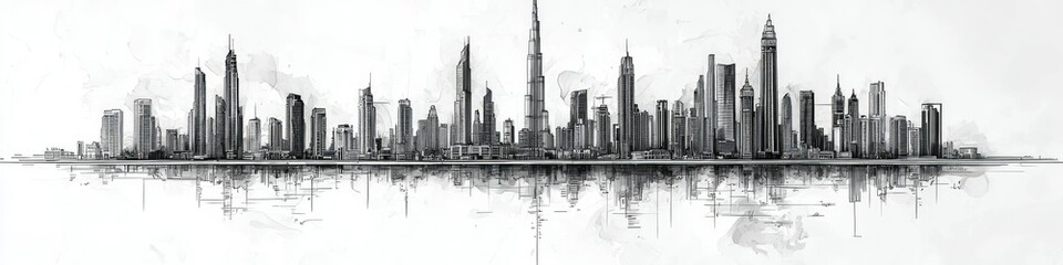 Artistic Sketch of a Modern City Skyline